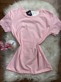 Blusa algodão detalhes borboleta rosa 0153 - loja online