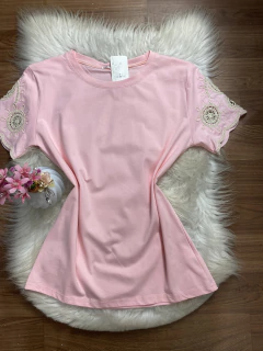 Blusa algodão detalhes corda rosa 0154