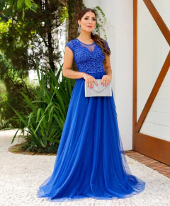Vestido festa azul 0162 - comprar online