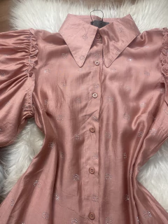 Blusa manga bufante Rosê 175 - Re Dias Moda Evangélica