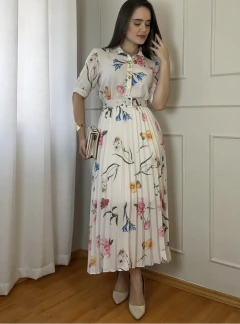 VESTIDO PLISSADO Branco - 0719 - comprar online