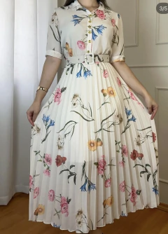 VESTIDO PLISSADO Branco - 0719 - loja online
