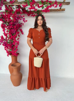 Vestido crepe terra cota larissa 187