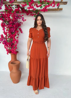 Vestido crepe terra cota larissa 187 - comprar online