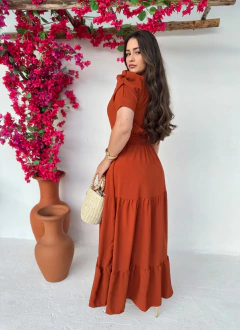 Vestido crepe terra cota larissa 187 na internet