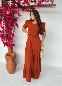 Vestido crepe terra cota larissa 187 - loja online