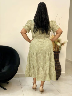 Vestido plus sise lese verde 124 - Re Dias Moda Evangélica