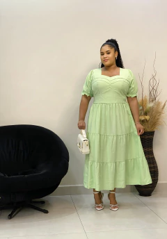 vestido verde 126 - Re Dias Moda Evangélica