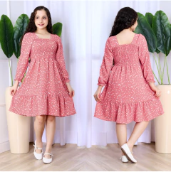 vestido juvenil manga longa rosa 70 - comprar online