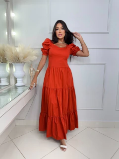 Vestido tricoline terra cota 307 - comprar online
