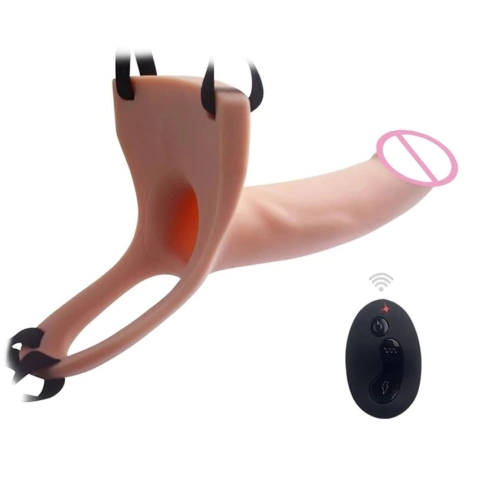 Vibrador Oco com Dildo com Vibro Remoto para Homens