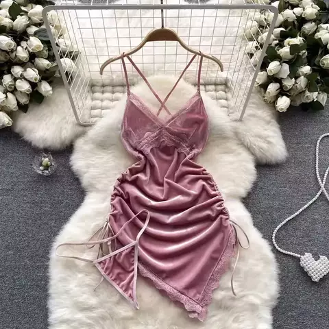 Camisola Sensual Noite Decote em V Modern