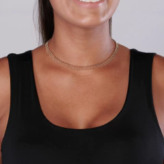 Gargantilha Choker Formada Por Fio Losango Entrelacado Com Esferas. Med 38 Cm Ajustavel 36 Cm