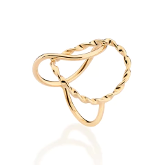 Imagem do Maxi Anel Rommanel Com Círculo Torcido Vazado E Círculo Liso Vazado Entrelacados 513531