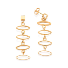 Imagem do Brinco Rommanel Base Quadrada Com Navetes Vazados 523430