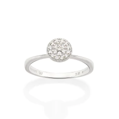 Anel Skinny Formato Chuveiro Cravejado Por 19 Zirconias De 1,00 Mm. - comprar online