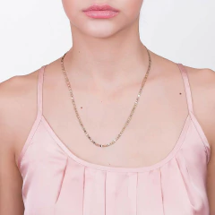 Imagem do Cordao Formado Por Fio Com Pecas Navetes Torcidas, Com Detalhes Lisos E Vazados. Med 60 Cm