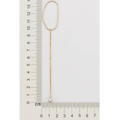 Imagem do Brinco Ear Wrap Com Corrente Elo Cadeado Fio 0,35 Mm E 1 Zirconia De 5,00 Mm. Med. 13,70 Cm X 2,10 Cm