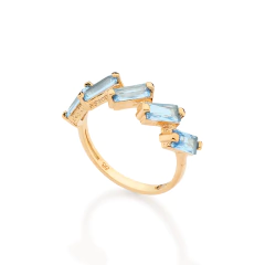 Anel Skinny Com 5 Zirconias Baguete De 3X6 Mm. - comprar online