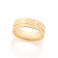 Alianca Lisa Com Detalhe De Infinito Ao Centro Composta Por 1 Zirconia Redonda De 1,50 Mm. - loja online