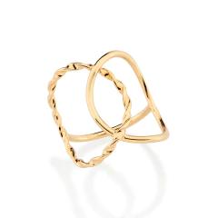 Maxi Anel Rommanel Com Círculo Torcido Vazado E Círculo Liso Vazado Entrelacados 513531 - loja online