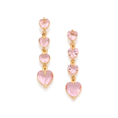 Brinco Rommanel Pendulo Com Cristais Coracoes 527371 na internet