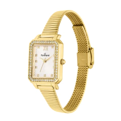 Relogio Rommanel Analogico Dourado, Caixa Retangular Com 52 Cristais 650060 - comprar online