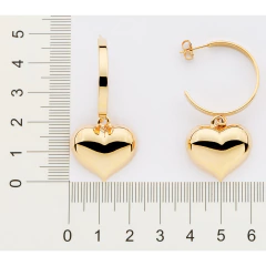 Brinco Rommanel Meia Argola com Coração Pendurado Abaulado na internet