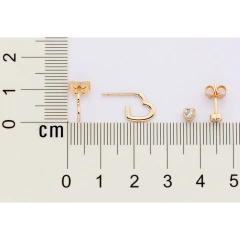 Kit Brinco Com 1 Par Meia Argola Coracao E 1 Par Com Duas Zirconias Coracao De 3X3 Mm (Par).Med. 1,80 X 0,90 / 0,40 Cm X na internet