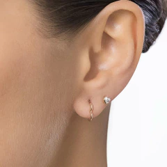 Kit Brinco Com 1 Par Meia Argola Coracao E 1 Par Com Duas Zirconias Coracao De 3X3 Mm (Par).Med. 1,80 X 0,90 / 0,40 Cm X - Joias Rommanel | Carla Damasceno Joias