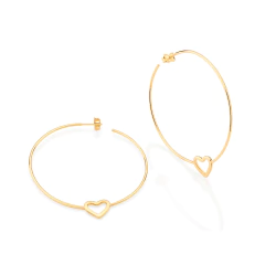 Brinco Rommanel Meia Argola com Coração Vazado 526664 - comprar online