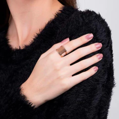 Imagem do Anel Com Aro Vazado Na Laterais, Composto Por Chapa Trabalhada E Vazada Em Sua Parte Superior.