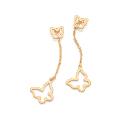 Brinco Rommanel Pêndulo Com Borboletas Embalagem p/ Presente - comprar online