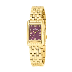 RELÓGIO ROMMANEL SOCIAL DOURADO COM MOSTRADOR ROXO 650087