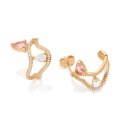 Imagem do Brinco Rommanel Abstrato Com Zircônias Coleção Ana Hickmann