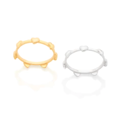 Anel Duplo Com Aro Formado Por Coracoes. (Banhado A Ouro E Em Platina) - Joias Rommanel | Carla Damasceno Joias