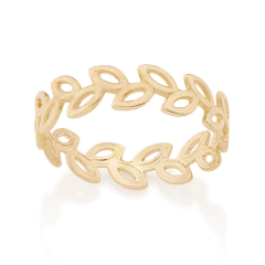 Anel Rommanel Com Folhas Vazadas 512710