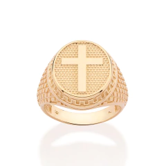 Maxi Anel Rommanel Com Detalhes Em Alto Relevo Cruz Ao Centro