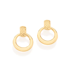 Brinco Rommanel Circulo Vazado E Base Retangular 524677 - Joias Rommanel | Carla Damasceno Joias