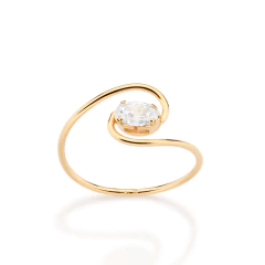 Anel Skinny Ondulado Com 1 Zirconia Oval De 4X6 Mm.(Joia Licenciada Colecao Ana Hickmann) - comprar online
