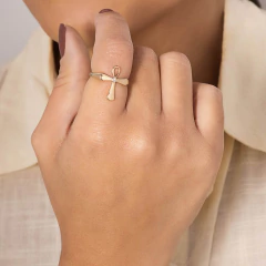 Anel Skinny Rommanel Formato Cruz Com 1 Zirconia - comprar online