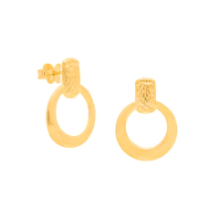 Brinco Rommanel Circulo Vazado E Base Retangular 524677 - loja online