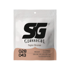 Encordoamento SG Nylon Bronze 65/35 Prata Tensão Média 5280 Para Violão Com Bolinha (0.028 - 0.043)