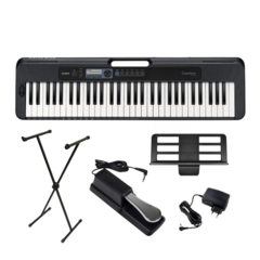 Kit Teclado Casio CT-S300 Preto Com Pedal e Suporte Em X - Básico