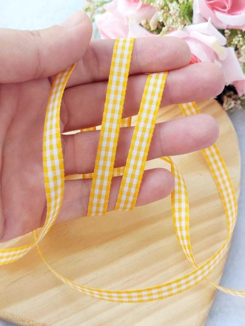 FITA XADREZ AMARELO OURO 7mm