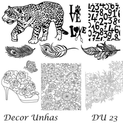 Decor Unhas 23 - Onça, Números, Pena