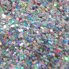 Glitter Hexagonal Mini Prata Holográfico