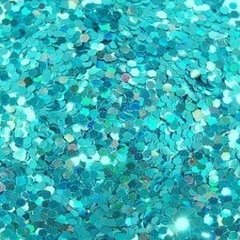 Glitter Hexagonal Mini Turquesa Holográfico