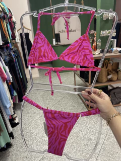 Biquini fita zebra rosa com vermelho - comprar online