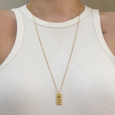 Colar Plaquinha Personalizado 60cm - ouro18k - comprar online